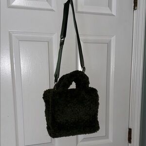 Stylish Green Faux Fur Handbag
